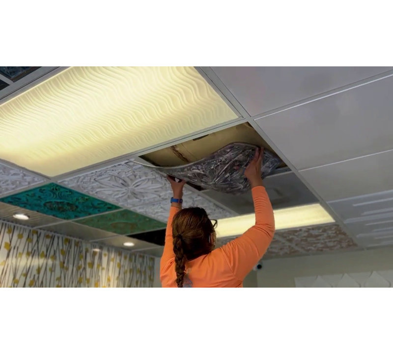 Milan 24'' Graphite Gold Textured PVC Ceiling Tile