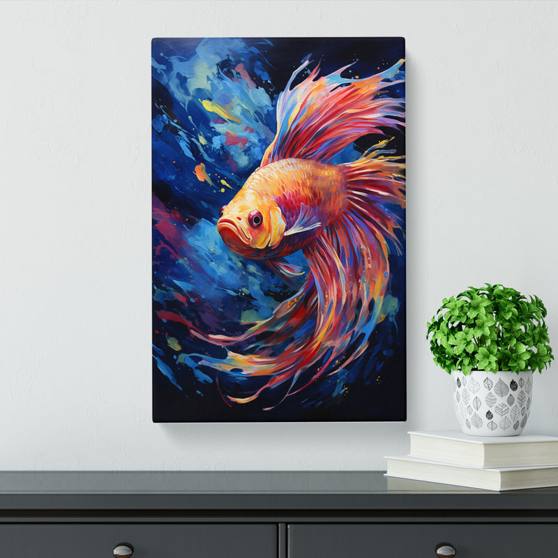 Fish Gestural - Wrapped Canvas Print, 76cm H x 50cm W x 3cm D