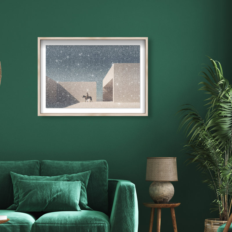 Lone Equestrian II Print by Oliver Gal, 25.5"H x 37.5"W, Natural Oak Shadowbox