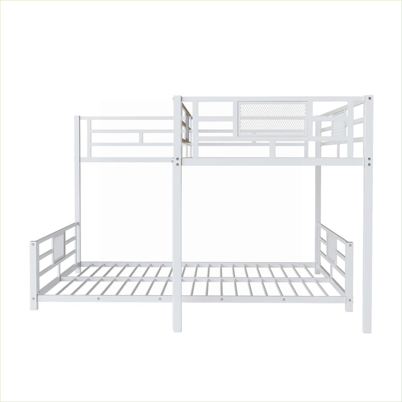 Lit plateforme superposé compact en forme de L simple sur une construction en métal blanc pur pour les dortoirs et les chambres à coucher