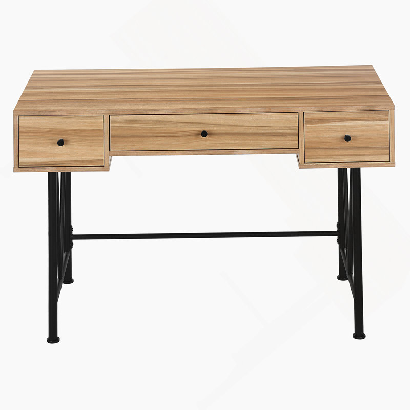 Bureau d'ordinateur élégant avec tiroirs de rangement Hollen, idéal pour le bureau à domicile et les petits espaces, Brun