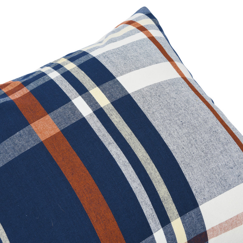 Chic Square Plaid Cotton Standard Pillow Cover