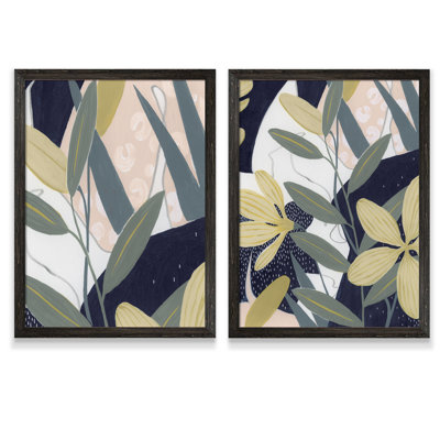 «Flores Noche II» par Vincent Van Gogh, ensemble de 2 reproductions d'art encadrées