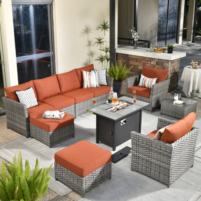 Belby Premium All-Weather Wicker 8 - Person Modular Patio Conversation Set with Cushions
