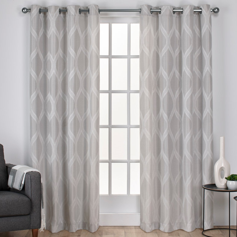 Borach Semi Sheer Curtain Pair, 54" W x 84" H, Steel Blue