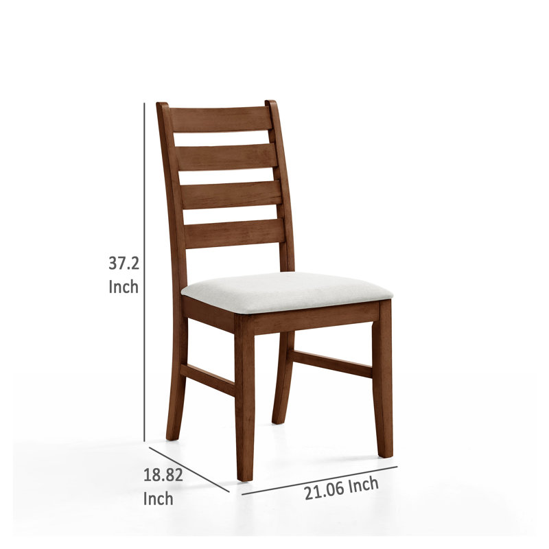 Ensemble de 2 chaises de salle à manger Accai, polyester beige, bois d'hévéa brun noyer