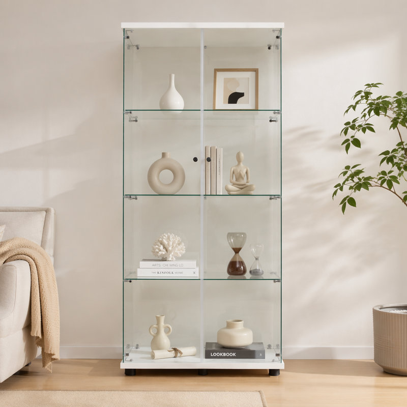 Vitrine à DEL avec porte vitrée à deux portes avec 4 tablettes