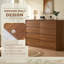 Commode 8 tiroirs pour chambre à coucher 55 po - Commode en bois incurvée anti-abordage pour garde-robe avec texture naturelle et fentes pré-intégrées pour meuble télé, salon, chambre de bébé