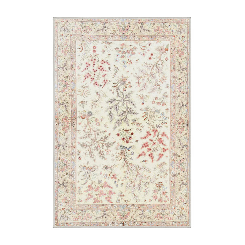 Tapis floral rouge / gris Floral, Rectangle 6 pi x 9 pi