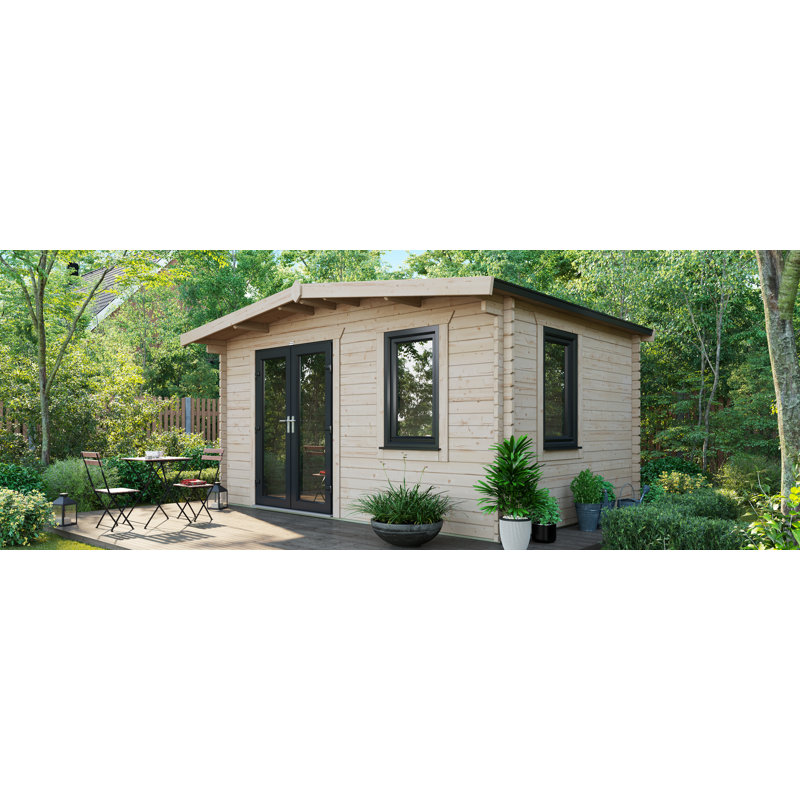 Powersheds Apex 10 x 14ft Chalet Log Cabin, Doors to the Left - 44mm