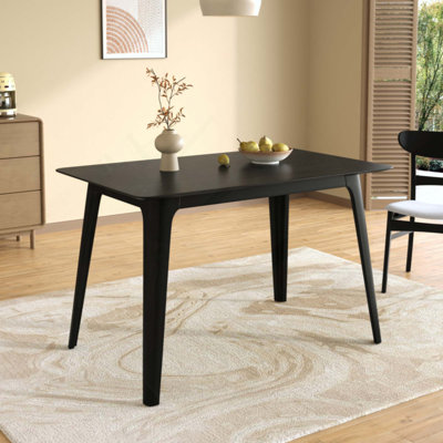 Mid-Century Modern Dining Table with Rubberwood Frame & Low-Maintenance Faux Wood Top, Compact Stylish Kitchen Table for Dining & Small Spaces