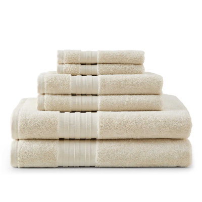 Martha Stewart Skyland Manor Solid Cotton 6 Piece Towel Set In Beige