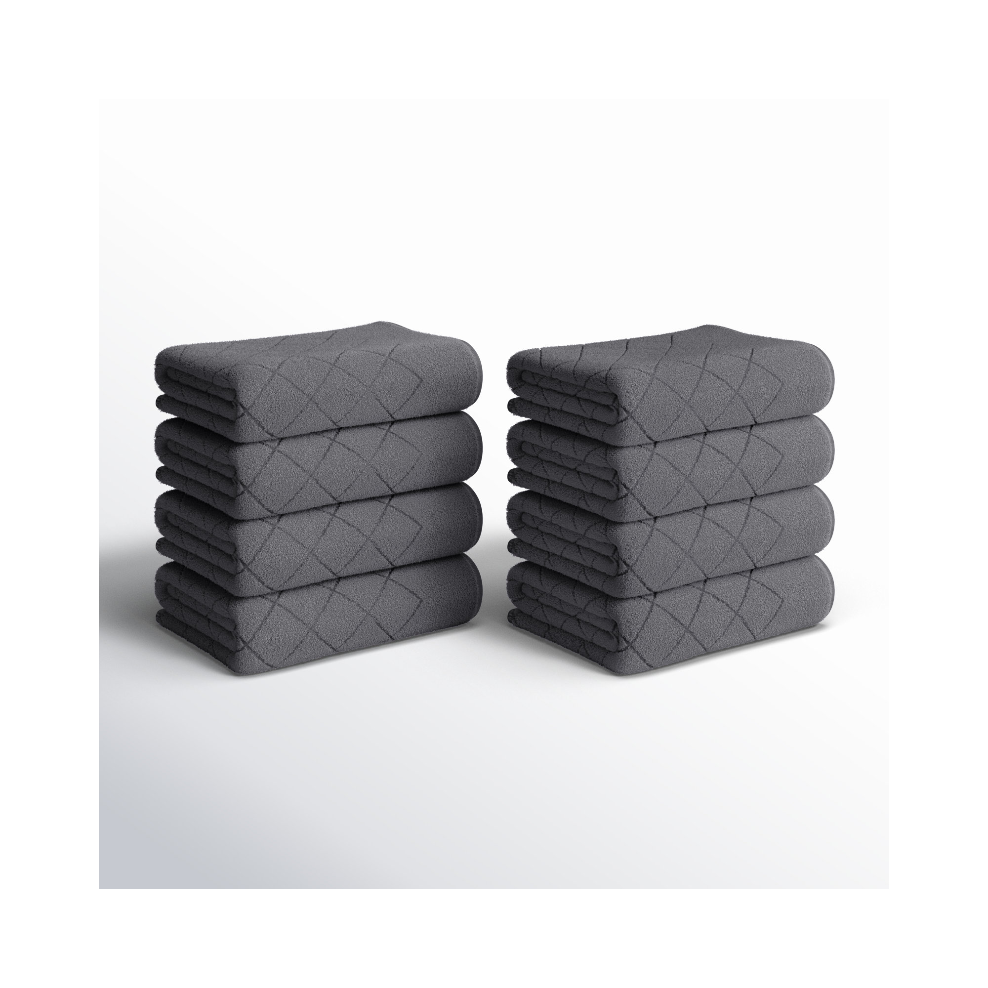 Estevan Geometric Turkish Cotton Wash Towels, Anthracite
