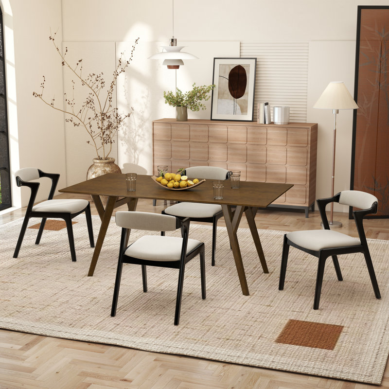 Needham Modern Dining Set, Dining Table With Chairs, 5, Black
