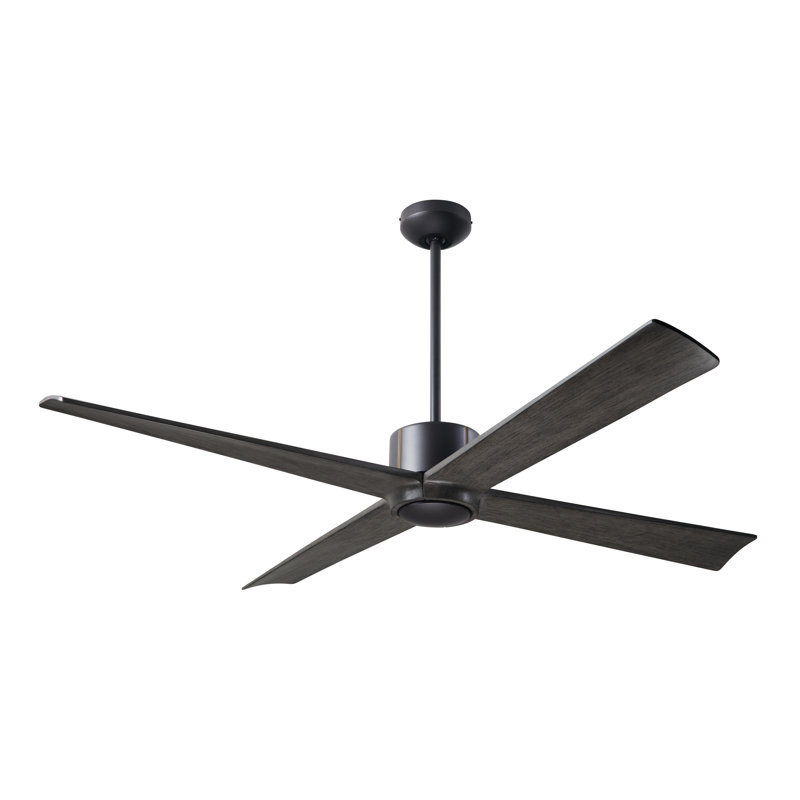 Nouveau Downrod Ceiling Fan, Ebony, Dark Bronze/Brass, Wall/Remote Combo Controls