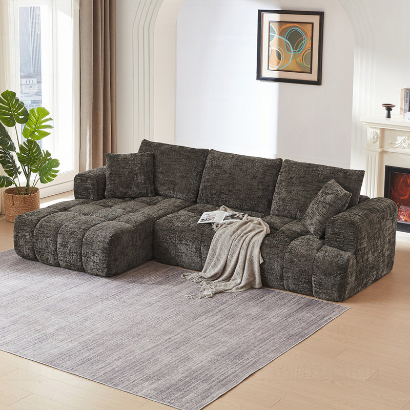 Canapé modulaire surdimensionné en L Chenille, design minimaliste, canapé-lit confortable pour les salons, les appartements et les espaces de réception