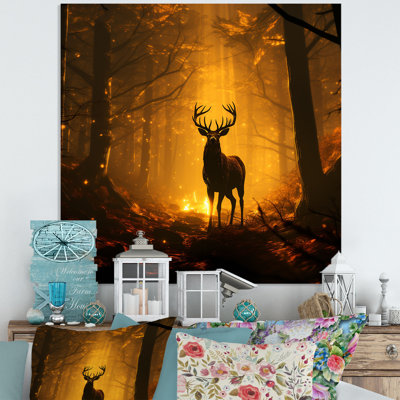 Brun majestueux, forêt, cerf
