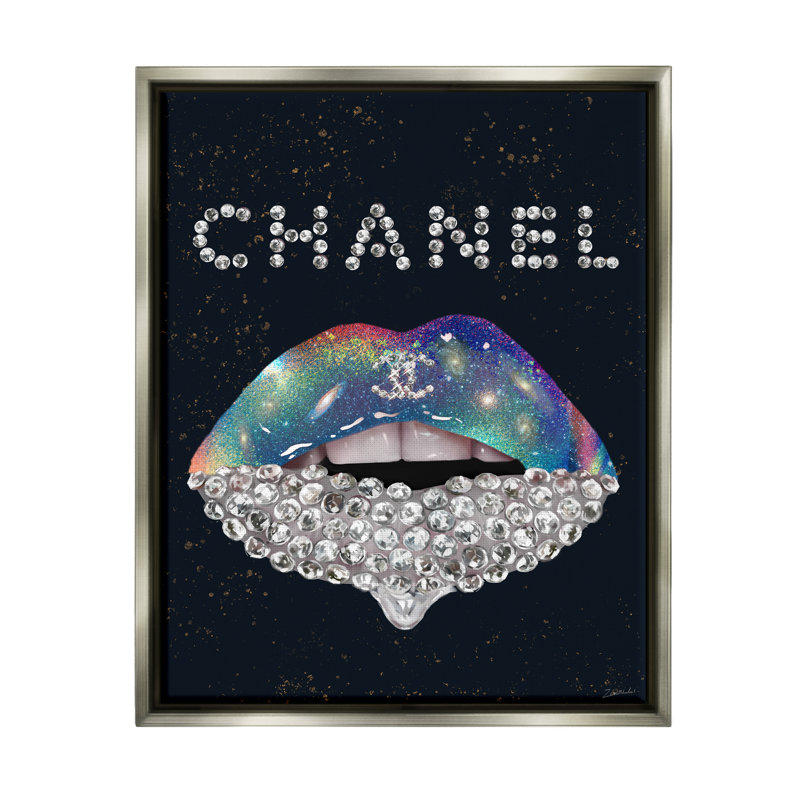 Rouge à lèvres Glam Diamond, H 31 po x l 25 po x P 1,7 po, Cadre flottant gris lustré