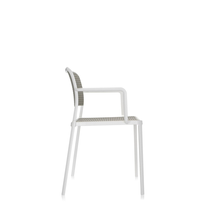 Audrey Armchair, Light Gray, White Painted Steel