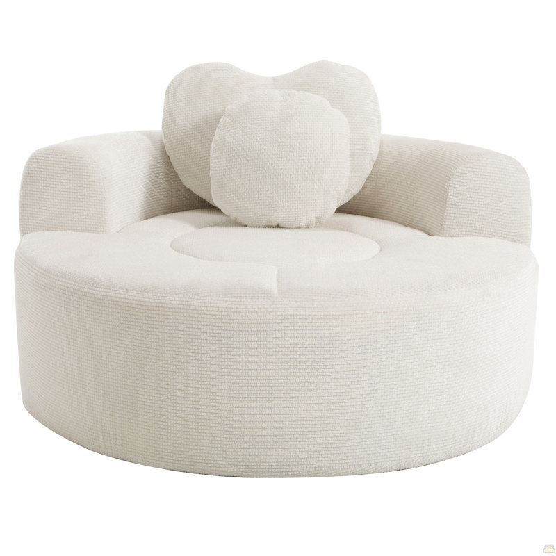 Canapé-lit rond avec canapé modulaire en mousse à mémoire de forme pour le salon, canapé nuage avec trois coussins, beige
