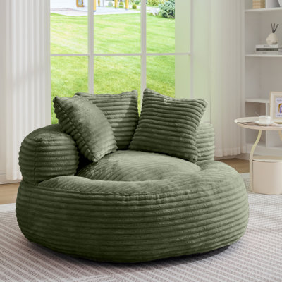 Fauteuil à billes 45,8 po en velours côtelé rose, haut dossier, sans assemblage