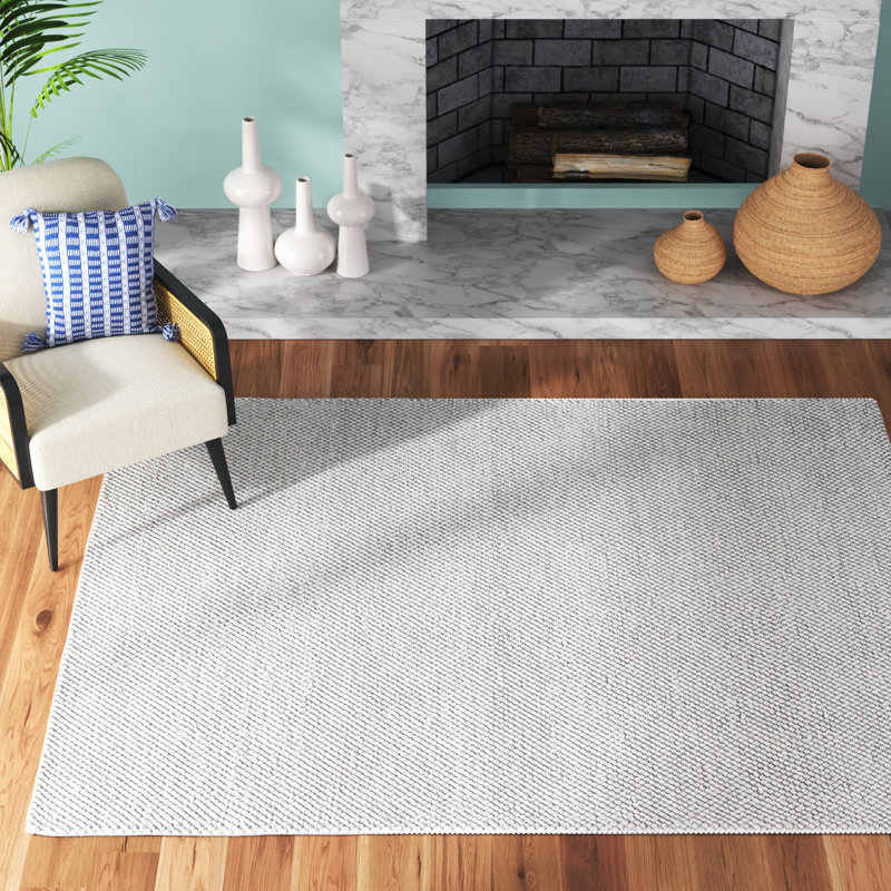 Tapis argenté en laine touffeté à la main Almus, Rectangle de 5 pi x 8 pi