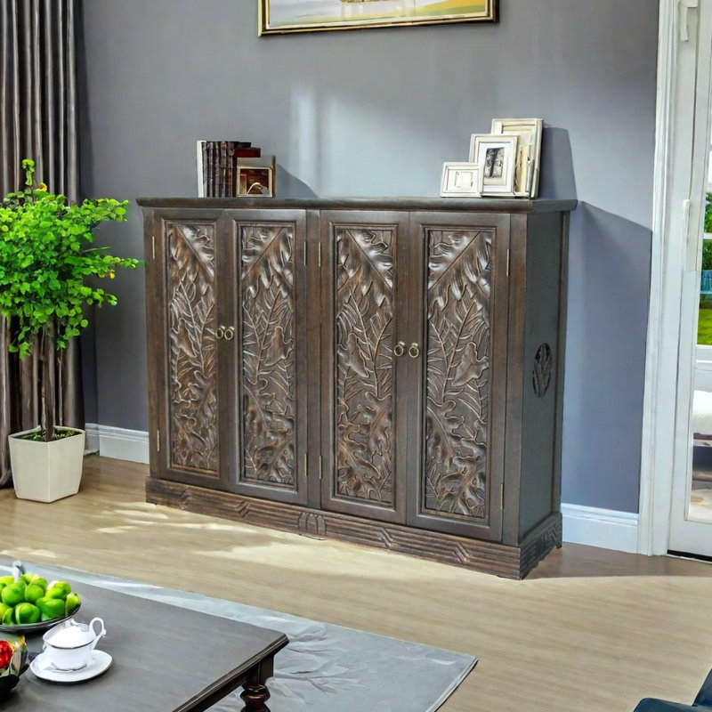 Armoire d'appoint en bois massif simple grande capacité Simple, Brun