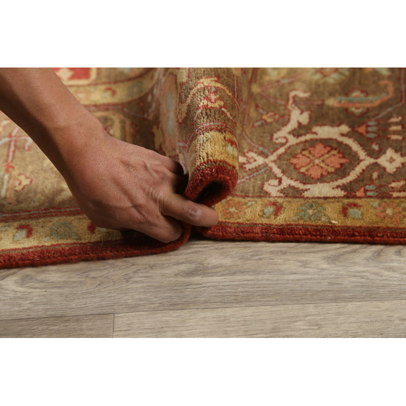 Tapis décoratif en laine de conception unique 7 pi 11 po x 9 pi 10 po noué à la main New Age