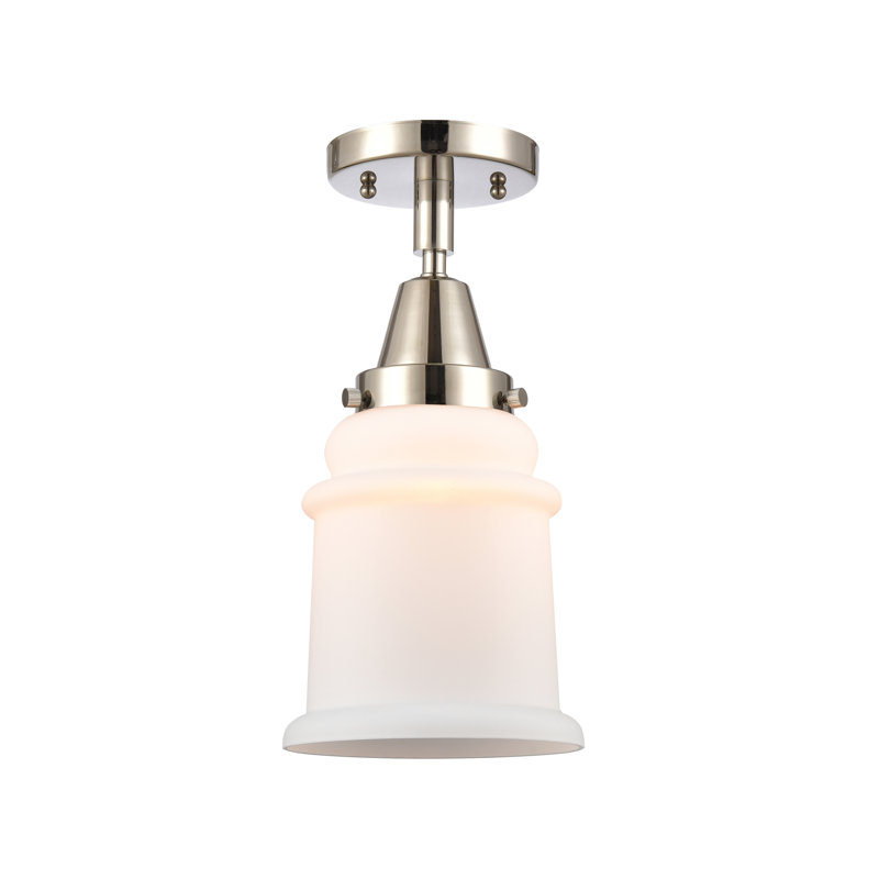 Plafonnier semi-encastré en verre Alvi, Nickel poli, H 10 po x l 6 po x P 6 po, Blanc mat