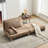 Space-Saving 3-in-1 Convertible Light Brown Sofa Bed Recliner, Mid-Century Modern Design for Small Spaces, Multi-Functional Furniture with Removable Storage Pockets