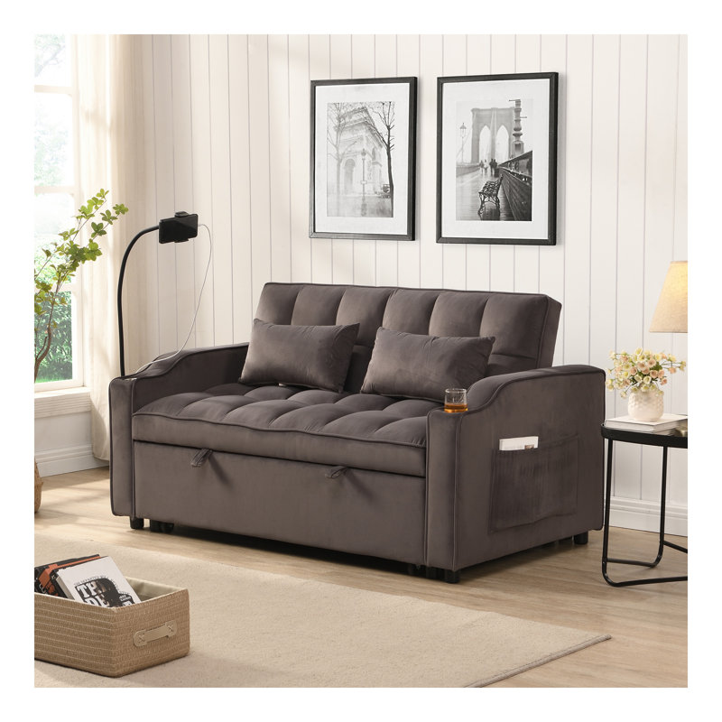 Canapé-lit avec couchette gris anthracite