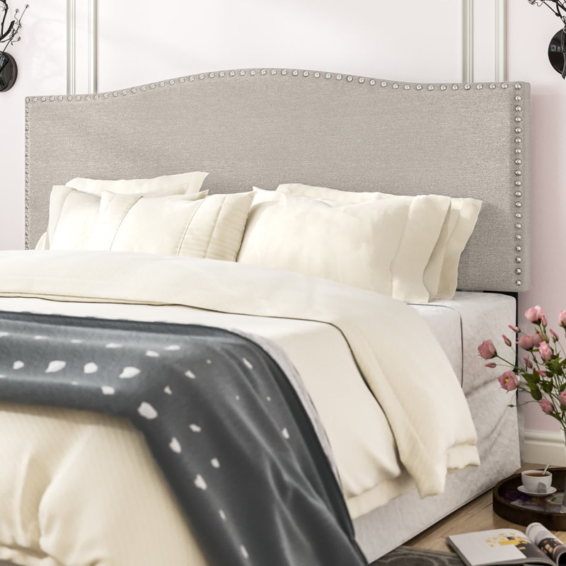 Vyron Upholstered Headboard, King, Fog Polyester