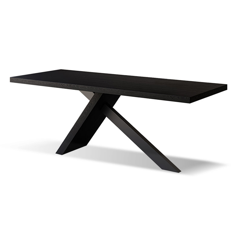 Table de salle à manger rectangulaire noire en bois massif et fer, 29.53"H x 70.87"L x 31.5"W