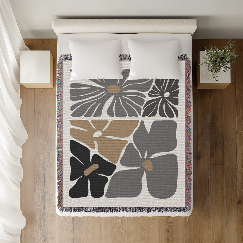 Jeté en coton Roni, Gris, 50 x 70