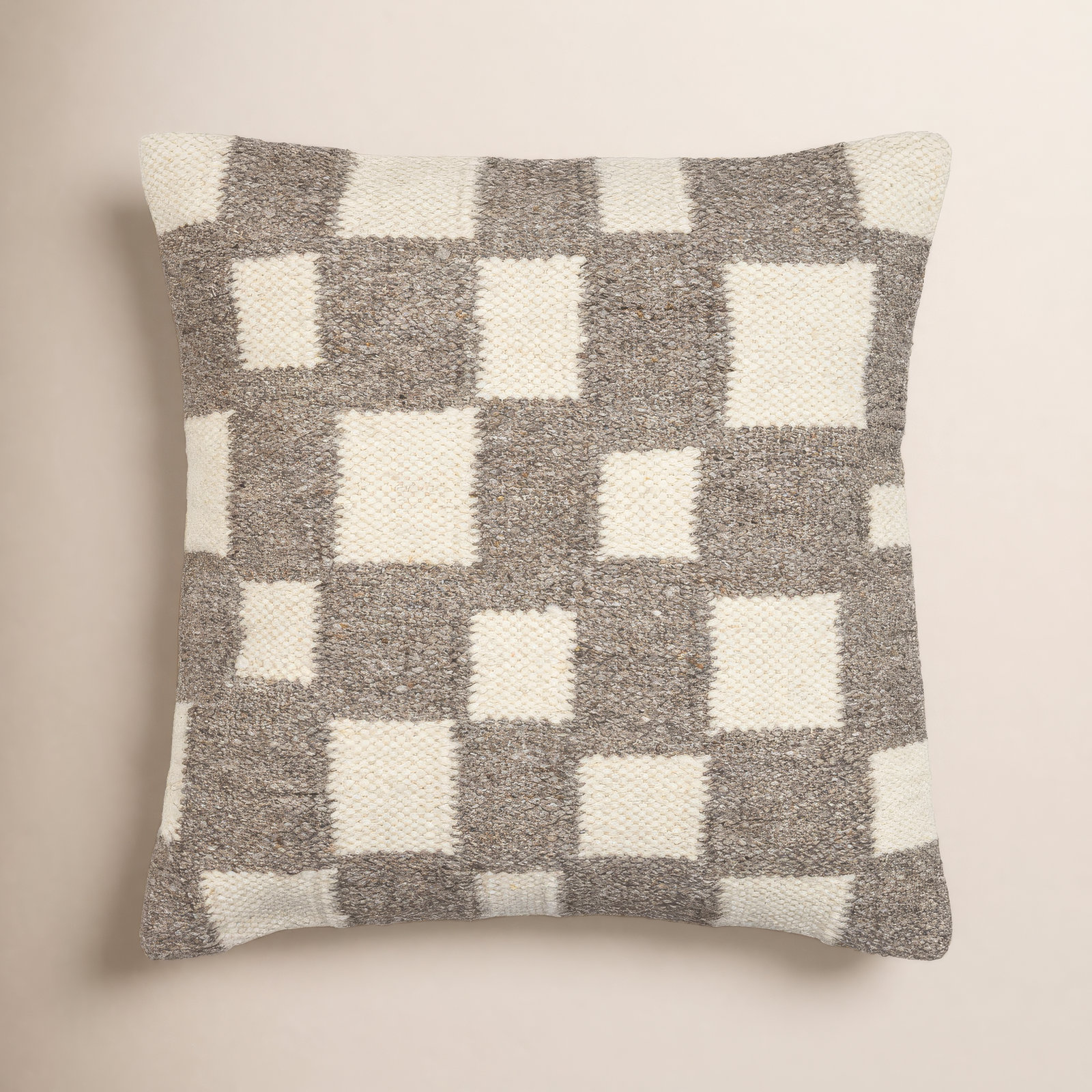 Leonida Geometric Cotton Throw Pillow, 20"H x 20"W, Polyester/Polyfill, Brown/Off-White