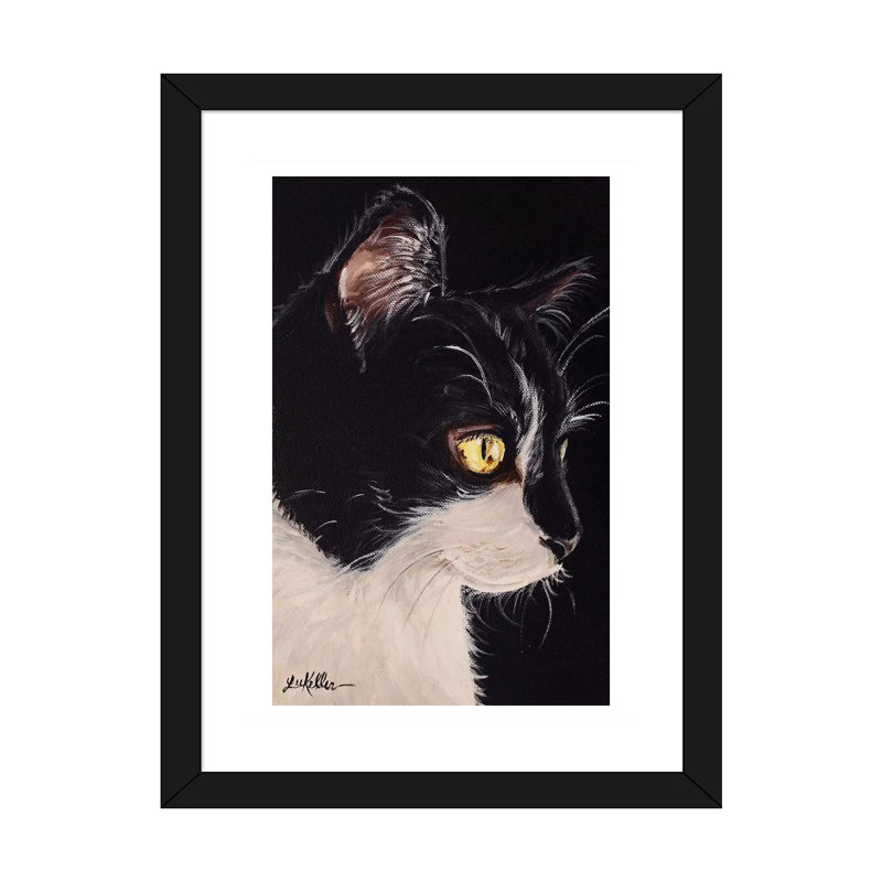 « Tuxedo Cat » par hippie Hound studios-impression, H 24 po x l 16 po x P 1 po, Papier encadré noir, Blanc