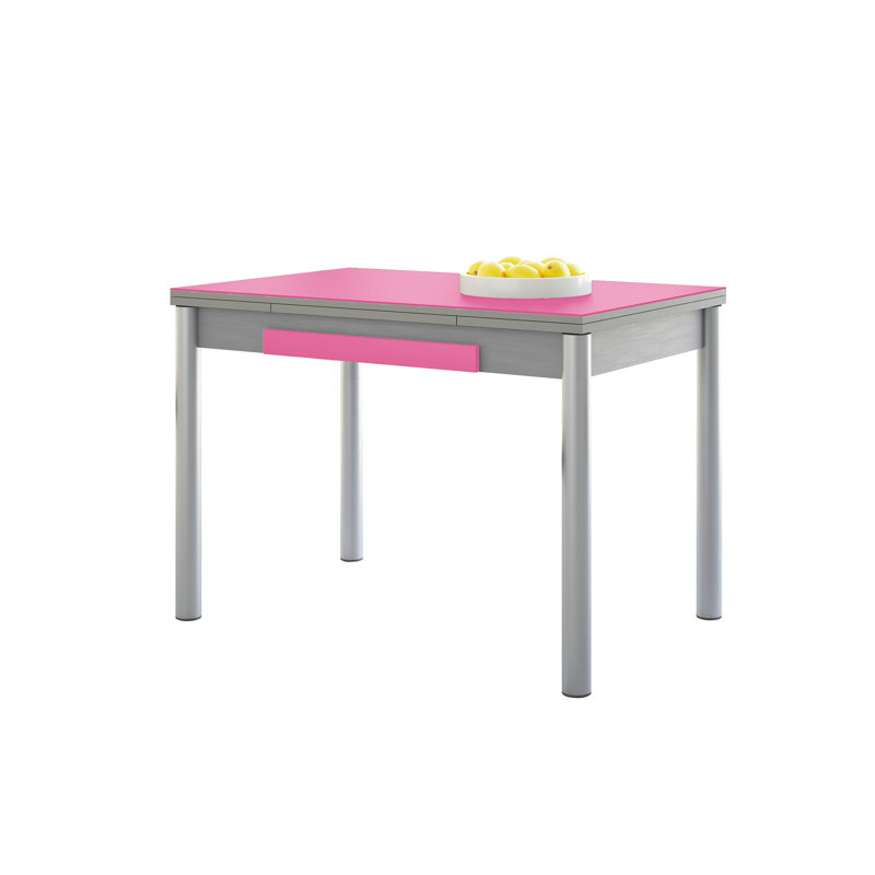 Kitchen Table With Black Wings, Round Legs, 90X50cm (Crystal), Pink