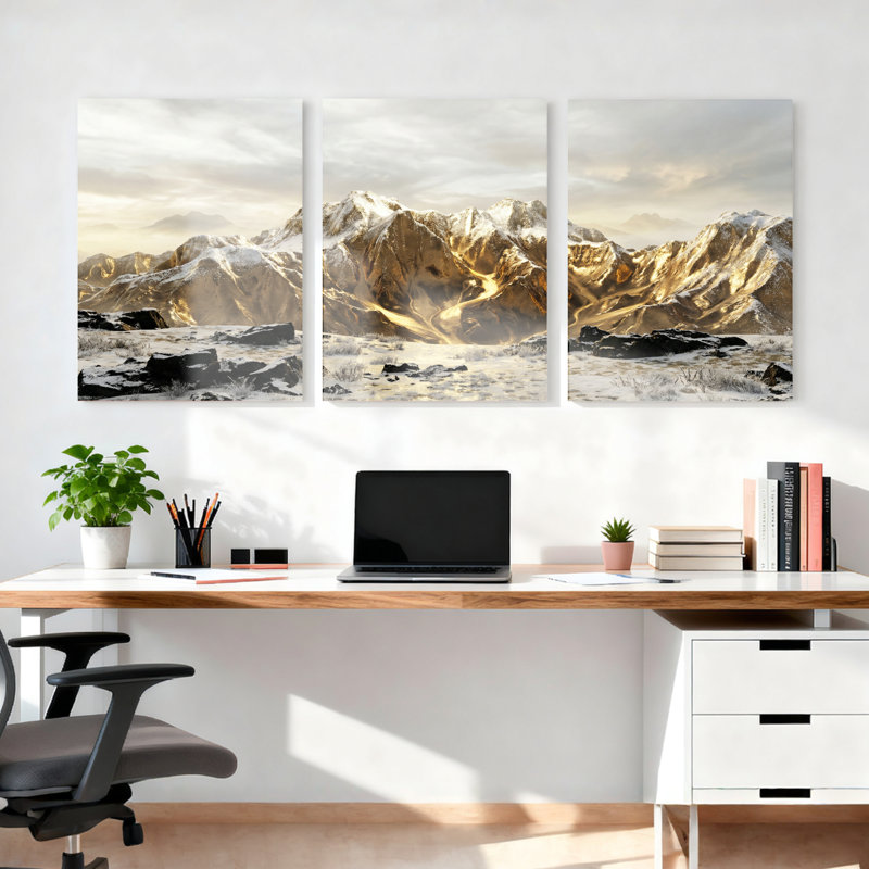 Paysage de montagne, impression sur toile tendue sur toile, ensemble de 3, H 18 po x l 36 po