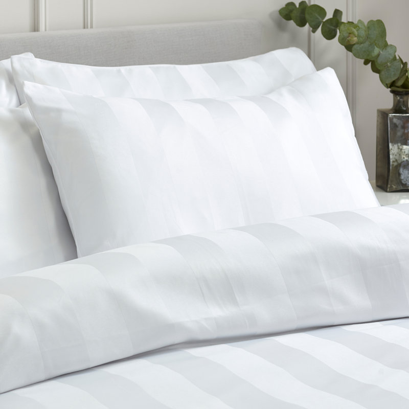 So Soft Satin Stripe Duvet Cover Set, Double, White