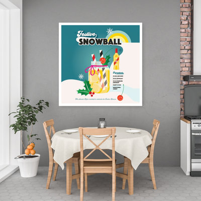 «Retro Cocktail Ac Festive Snowball Abstract Minimalist Retro Landscape Nature», reproduction d'art murale