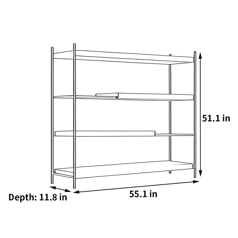 Une bibliothèque pratique pour le rangement, (4 tablettes) H 51,1 po x l 55,1 po x P 11,8 po