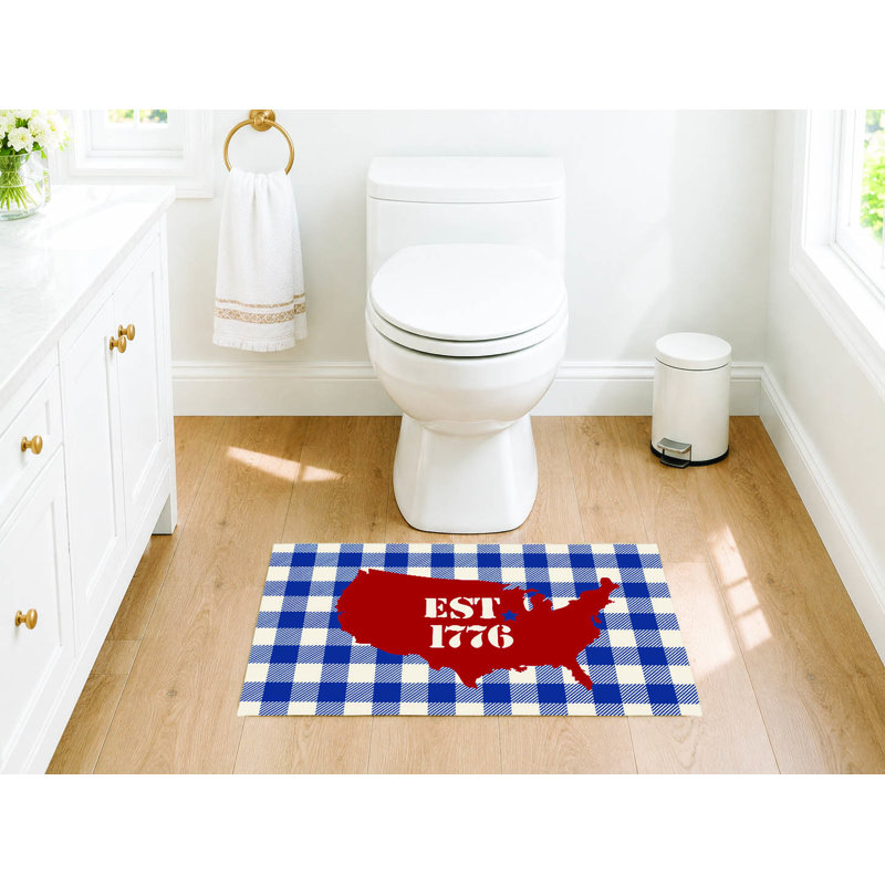 Tapis de toilette rectangulaire absorbant antidérapant vichy EST 1776, Single- 34" L x 21" W, Gray