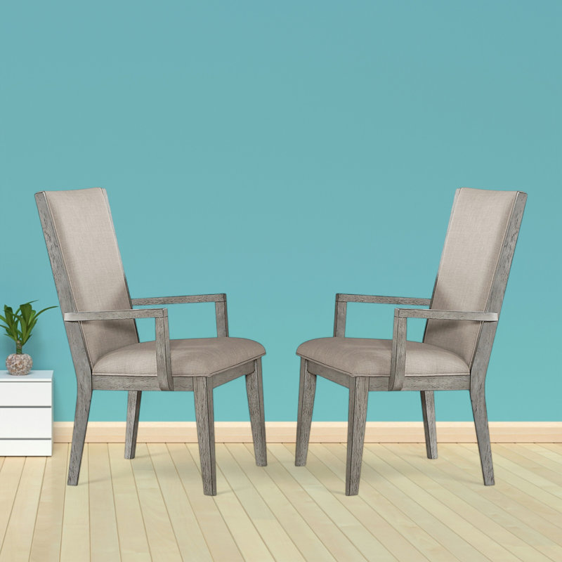 Chaises avec accoudoirs Earthen (ensemble de 2) en tissu et chêne gris