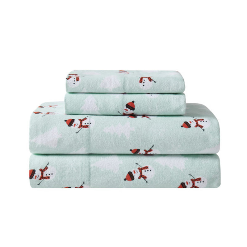 Ensemble de draps en flanelle Trely Soft Snowman Wonderland, Simple