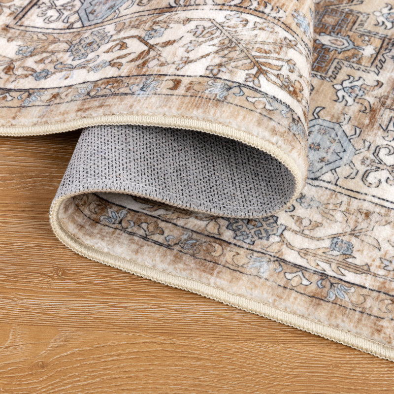 Machine Washable Non-Slip Kitchen Mat, Cream Tan