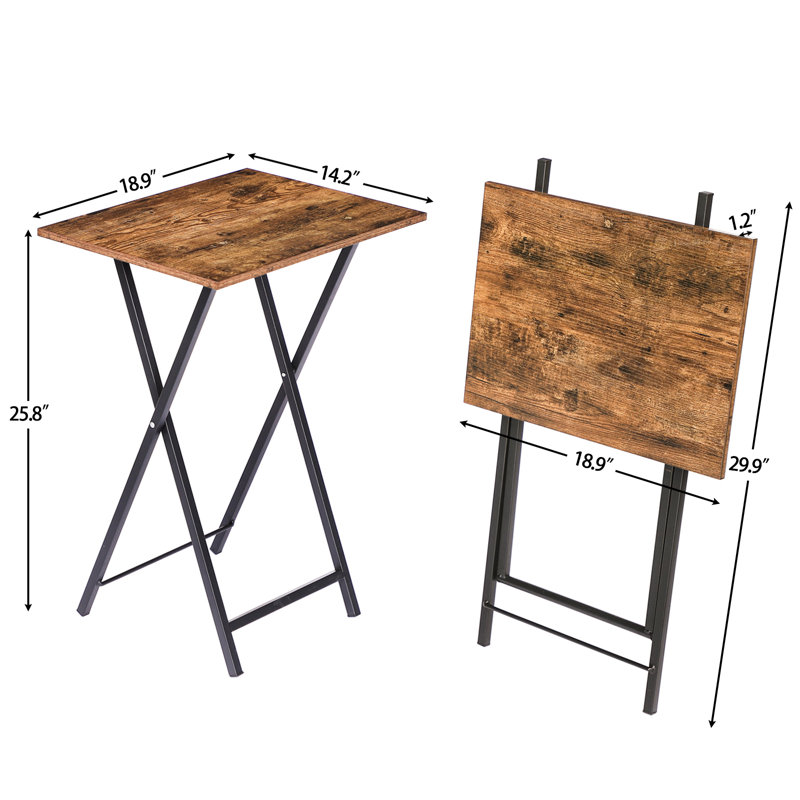 Ensemble de tables-plateaux Keare, Brun rustique / noir
