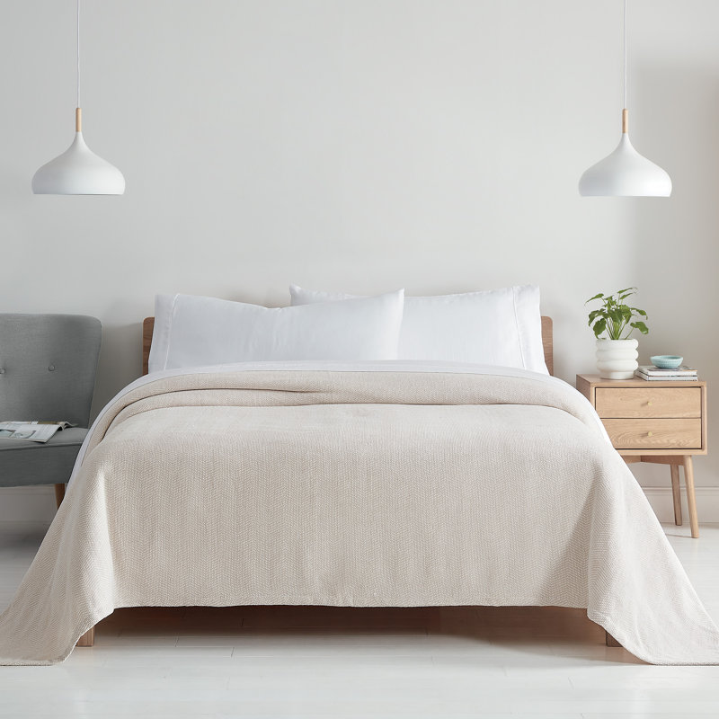 Jeté en mélange de coton toutes saisons, Brun clair