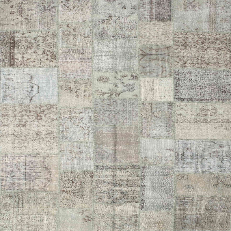 Tapis gris/crème/brun contemporain, Carré 4 pi