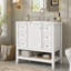 Meuble-lavabo 36 po avec lavabo, une armoire et trois tiroirs, panneau de bois massif et panneau de fibres à densité moyenne-126278411