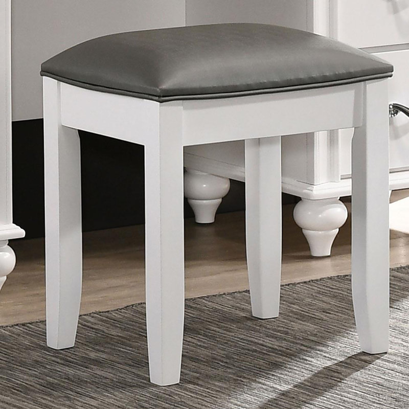 Tabouret de coiffeuse blanc avec siège rembourré